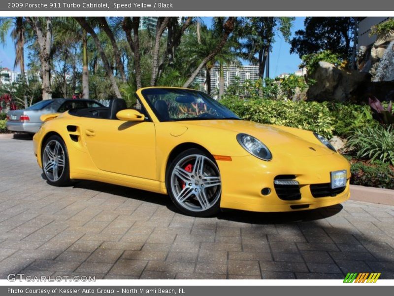 Speed Yellow / Black 2009 Porsche 911 Turbo Cabriolet