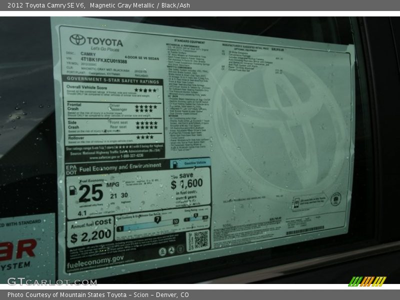 Magnetic Gray Metallic / Black/Ash 2012 Toyota Camry SE V6