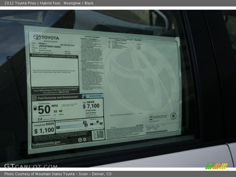 Moonglow / Black 2012 Toyota Prius c Hybrid Four