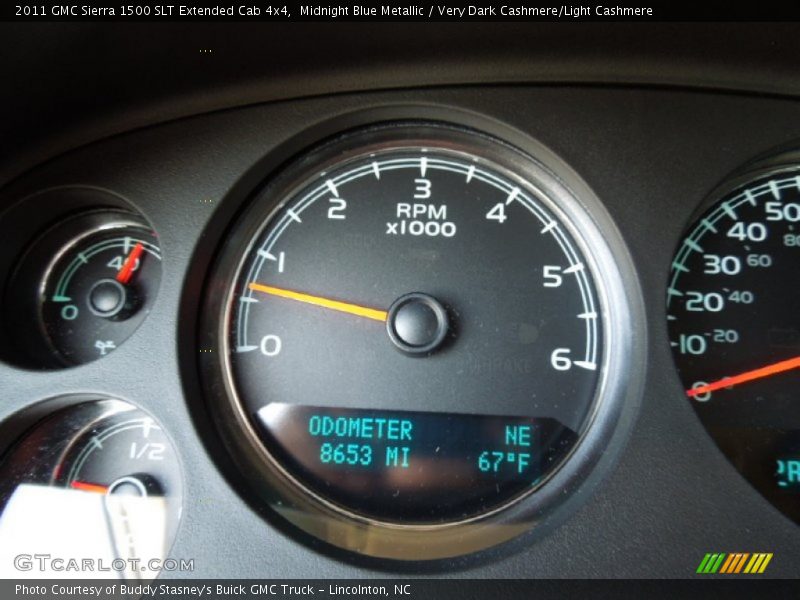 Midnight Blue Metallic / Very Dark Cashmere/Light Cashmere 2011 GMC Sierra 1500 SLT Extended Cab 4x4