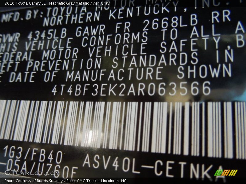 Magnetic Gray Metallic / Ash Gray 2010 Toyota Camry LE