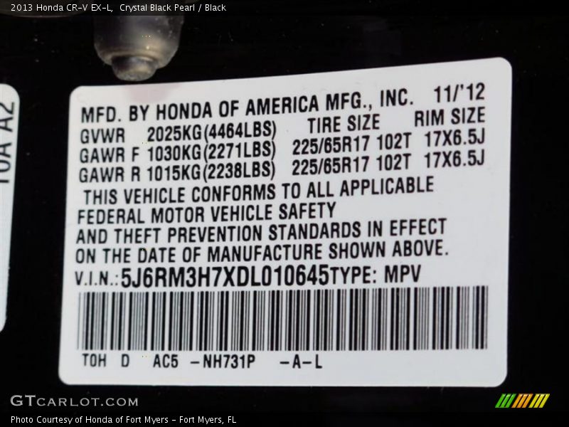 Crystal Black Pearl / Black 2013 Honda CR-V EX-L