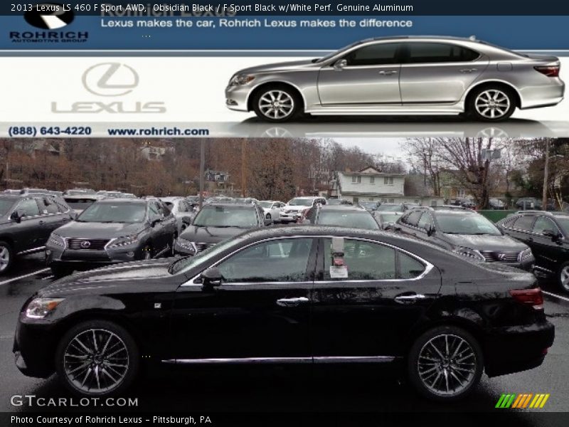 Obsidian Black / F Sport Black w/White Perf. Genuine Aluminum 2013 Lexus LS 460 F Sport AWD