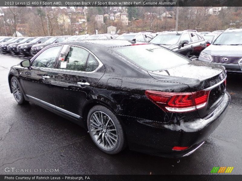 Obsidian Black / F Sport Black w/White Perf. Genuine Aluminum 2013 Lexus LS 460 F Sport AWD