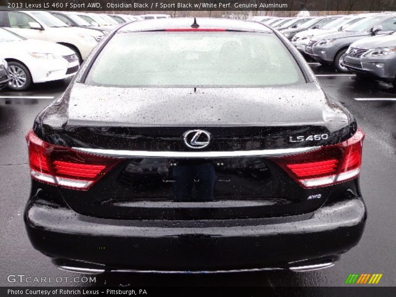 Obsidian Black / F Sport Black w/White Perf. Genuine Aluminum 2013 Lexus LS 460 F Sport AWD