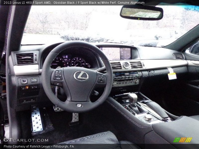Obsidian Black / F Sport Black w/White Perf. Genuine Aluminum 2013 Lexus LS 460 F Sport AWD