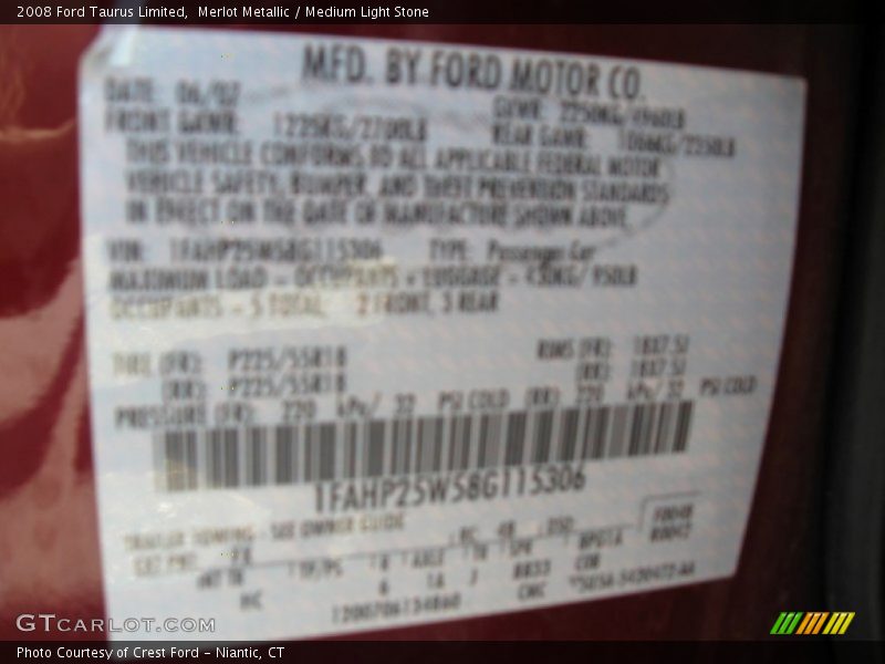 Merlot Metallic / Medium Light Stone 2008 Ford Taurus Limited