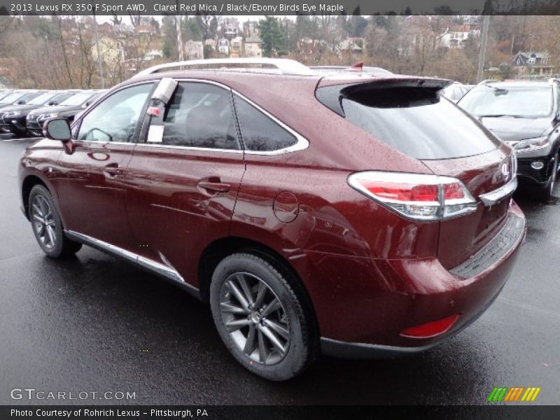 Claret Red Mica / Black/Ebony Birds Eye Maple 2013 Lexus RX 350 F Sport AWD
