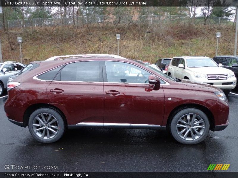 Claret Red Mica / Black/Ebony Birds Eye Maple 2013 Lexus RX 350 F Sport AWD