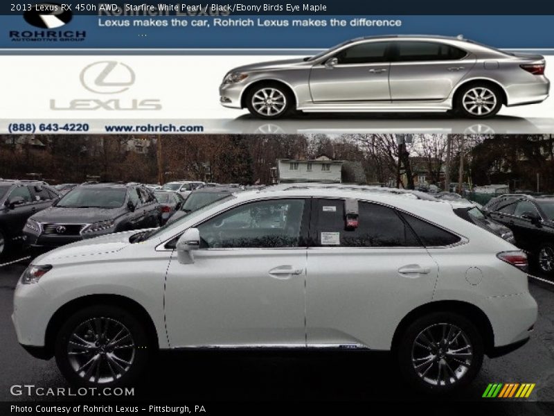 Starfire White Pearl / Black/Ebony Birds Eye Maple 2013 Lexus RX 450h AWD