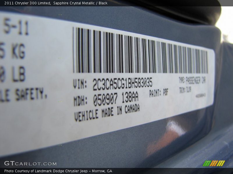 Sapphire Crystal Metallic / Black 2011 Chrysler 300 Limited