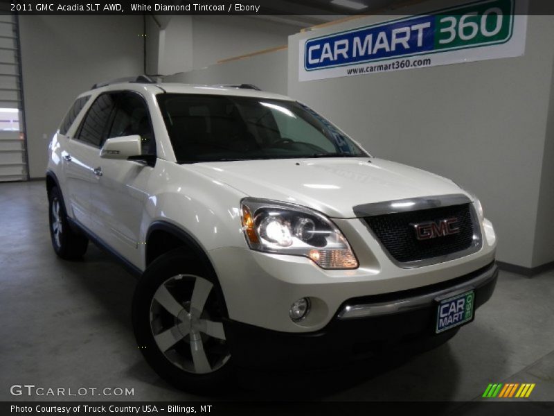 White Diamond Tintcoat / Ebony 2011 GMC Acadia SLT AWD