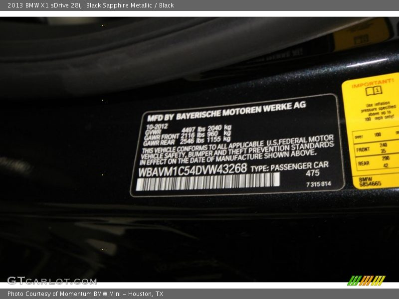 Black Sapphire Metallic / Black 2013 BMW X1 sDrive 28i