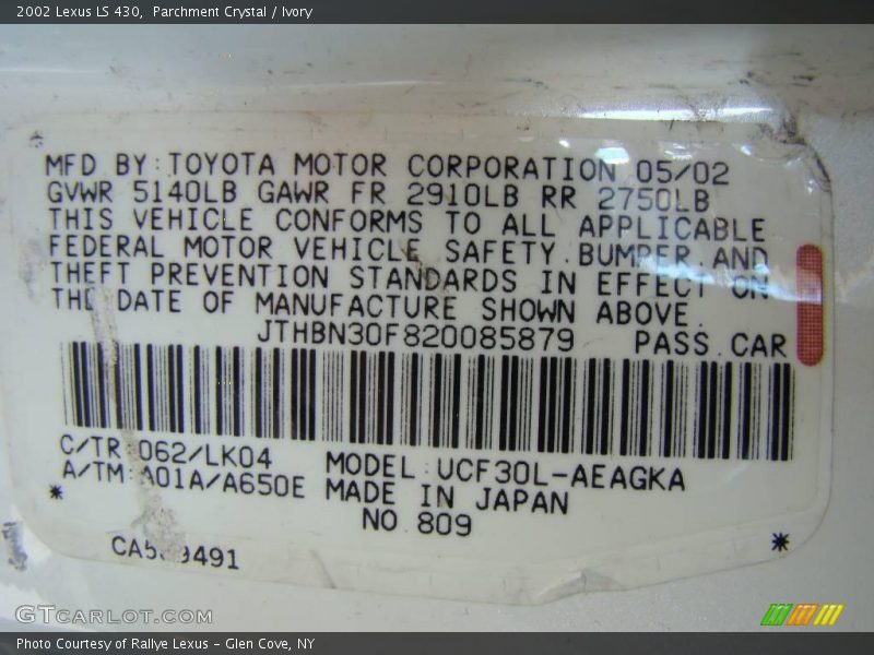Parchment Crystal / Ivory 2002 Lexus LS 430