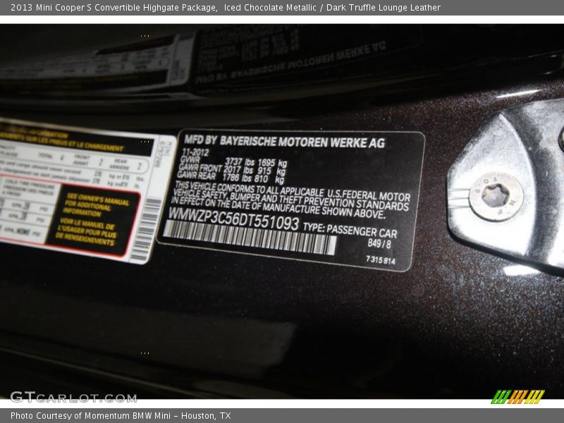 B49 - 2013 Mini Cooper S Convertible Highgate Package