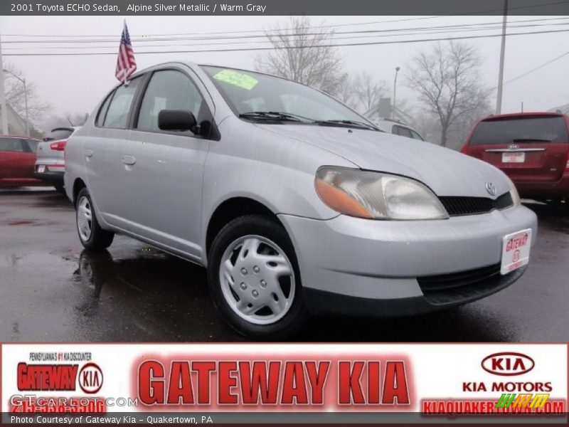 Alpine Silver Metallic / Warm Gray 2001 Toyota ECHO Sedan