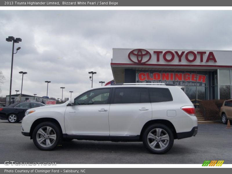 Blizzard White Pearl / Sand Beige 2013 Toyota Highlander Limited
