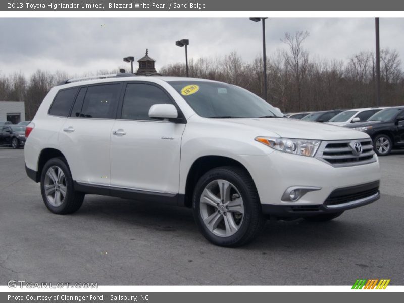 Blizzard White Pearl / Sand Beige 2013 Toyota Highlander Limited