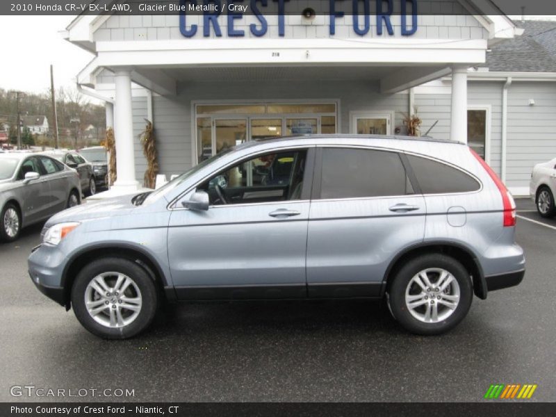 Glacier Blue Metallic / Gray 2010 Honda CR-V EX-L AWD