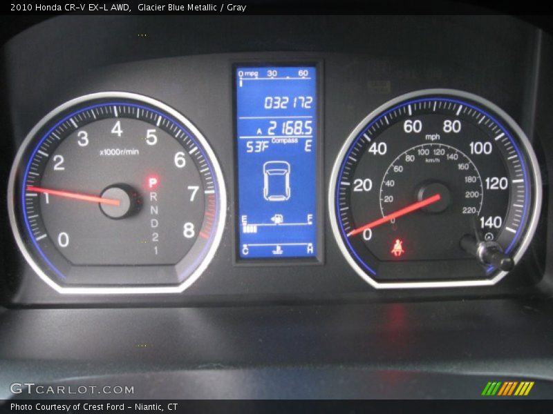 Glacier Blue Metallic / Gray 2010 Honda CR-V EX-L AWD