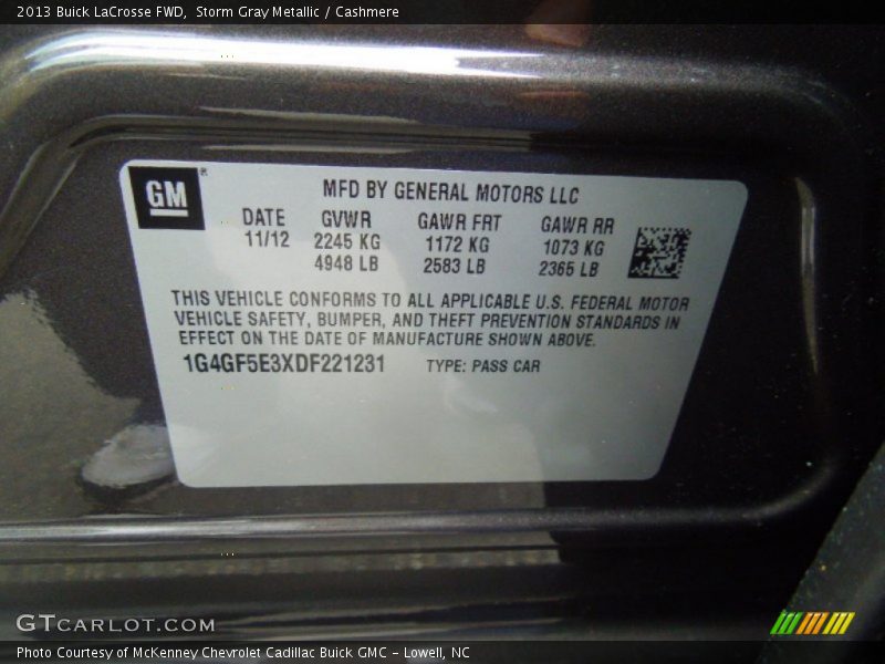 Storm Gray Metallic / Cashmere 2013 Buick LaCrosse FWD