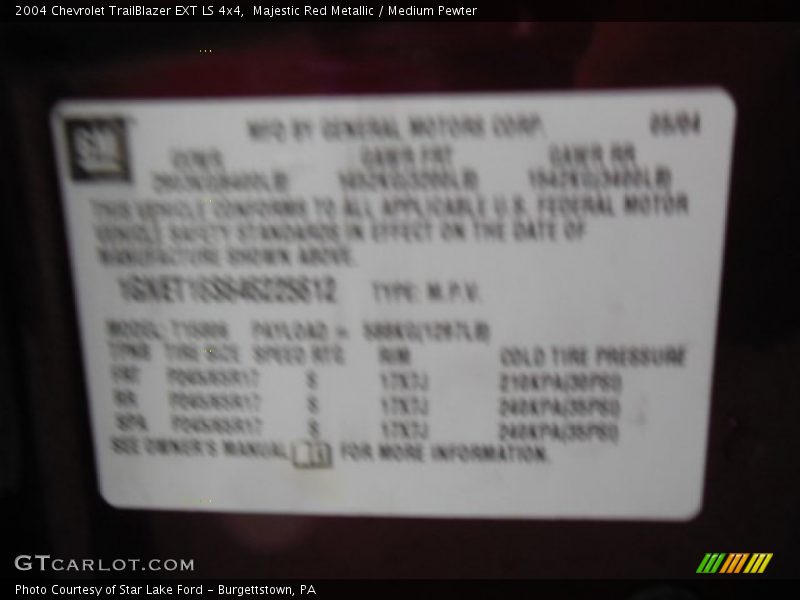 Majestic Red Metallic / Medium Pewter 2004 Chevrolet TrailBlazer EXT LS 4x4