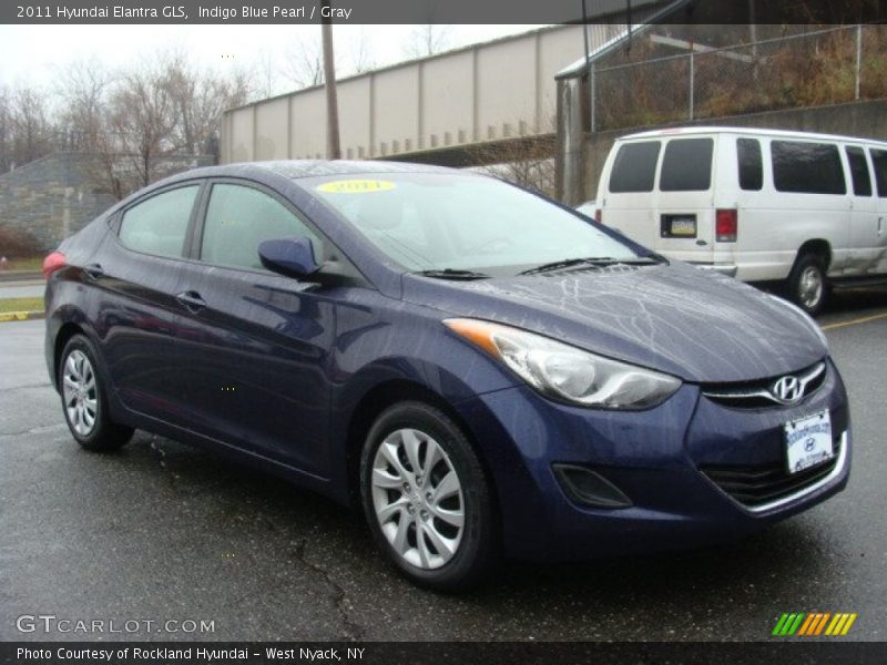 Indigo Blue Pearl / Gray 2011 Hyundai Elantra GLS