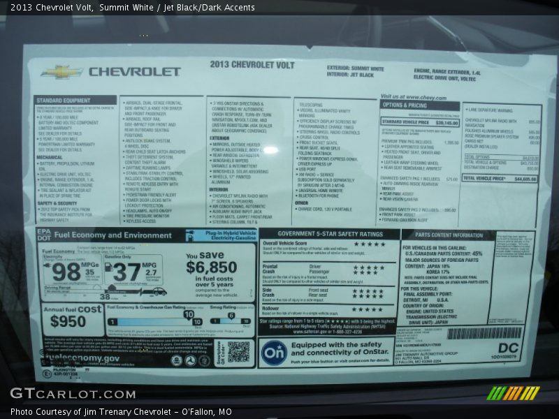  2013 Volt  Window Sticker