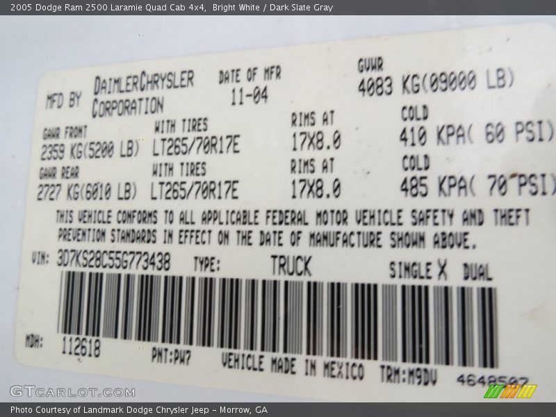 Bright White / Dark Slate Gray 2005 Dodge Ram 2500 Laramie Quad Cab 4x4
