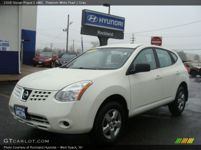 Phantom White Pearl / Gray 2008 Nissan Rogue S AWD