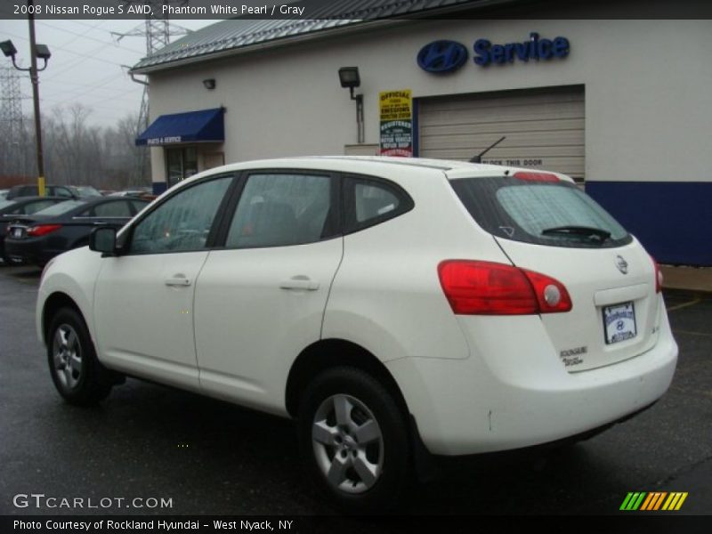 Phantom White Pearl / Gray 2008 Nissan Rogue S AWD