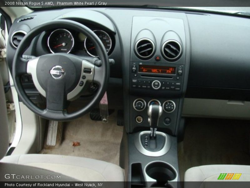 Phantom White Pearl / Gray 2008 Nissan Rogue S AWD