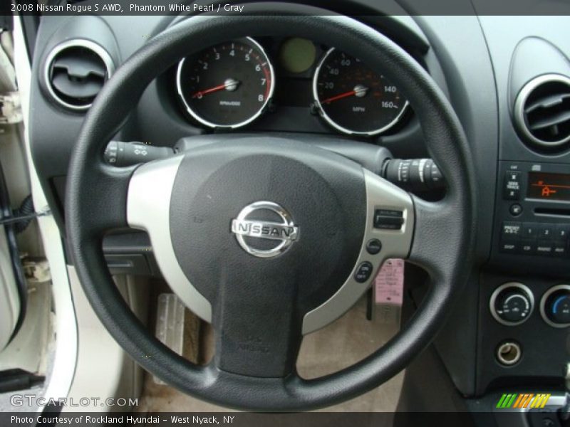Phantom White Pearl / Gray 2008 Nissan Rogue S AWD