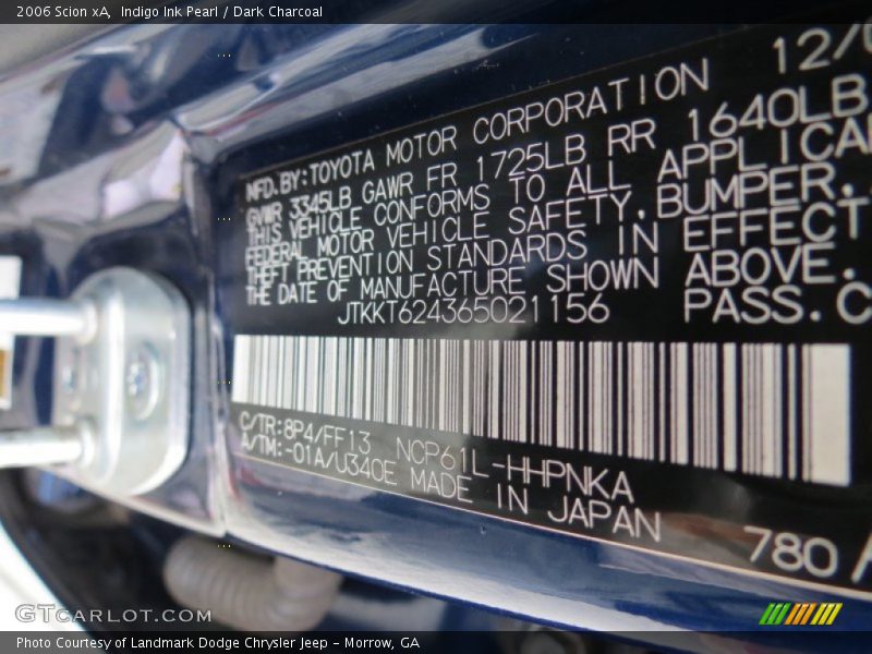 Indigo Ink Pearl / Dark Charcoal 2006 Scion xA