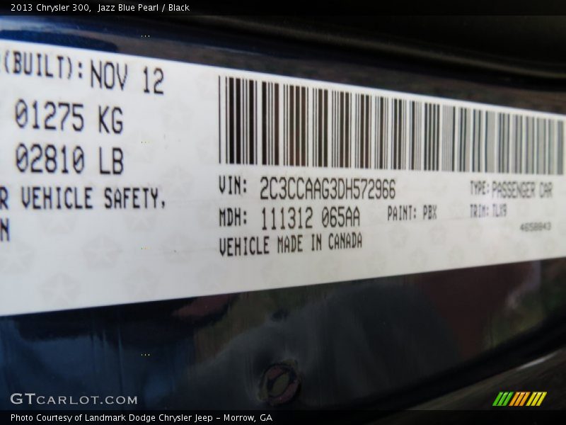 Jazz Blue Pearl / Black 2013 Chrysler 300