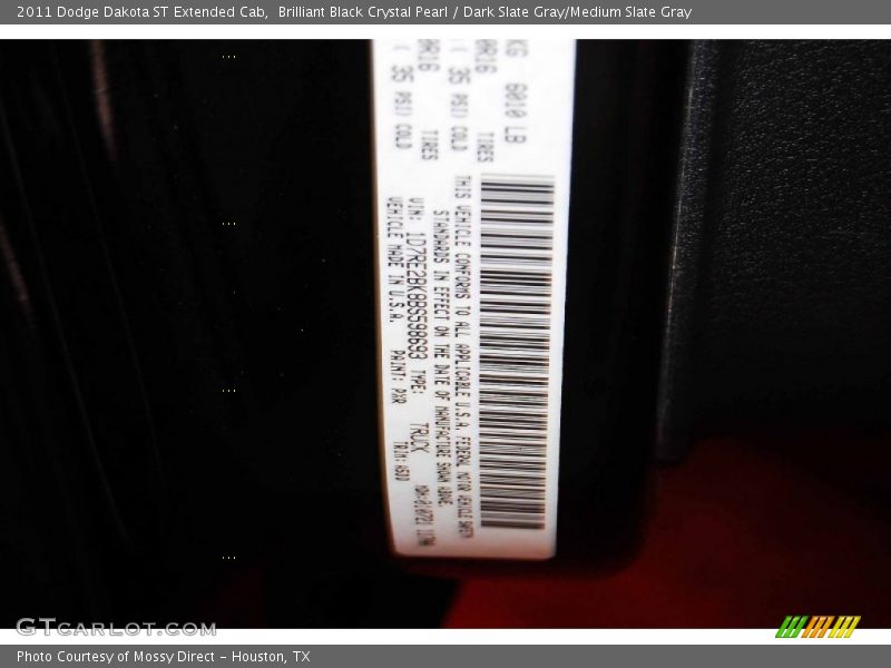 Brilliant Black Crystal Pearl / Dark Slate Gray/Medium Slate Gray 2011 Dodge Dakota ST Extended Cab