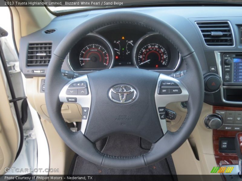 Blizzard White Pearl / Sand Beige 2013 Toyota Highlander Limited