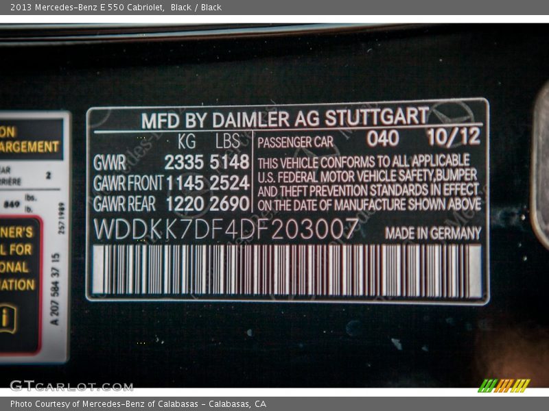 Black / Black 2013 Mercedes-Benz E 550 Cabriolet