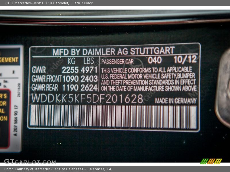 Black / Black 2013 Mercedes-Benz E 350 Cabriolet