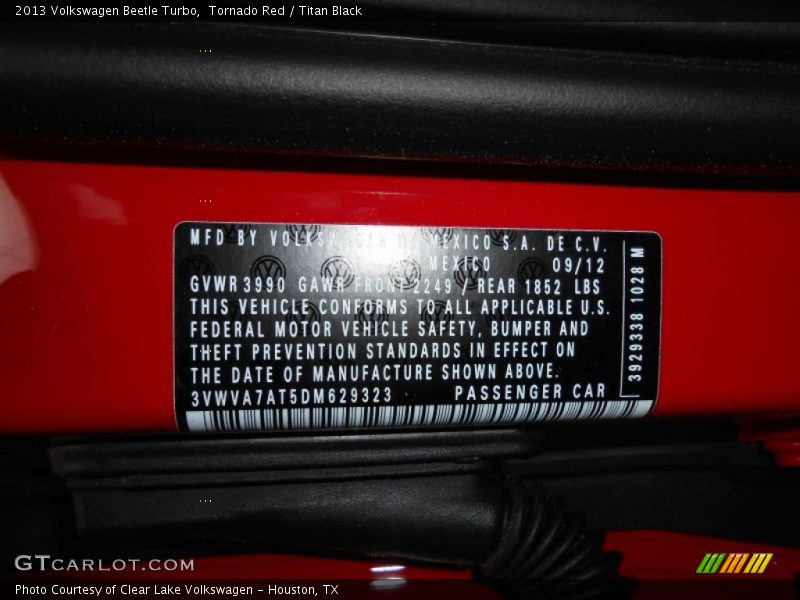Tornado Red / Titan Black 2013 Volkswagen Beetle Turbo