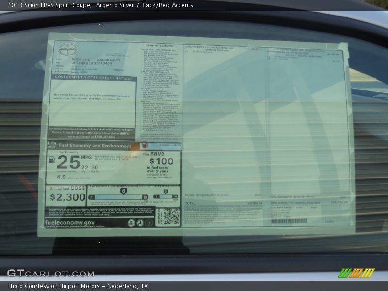  2013 FR-S Sport Coupe Window Sticker