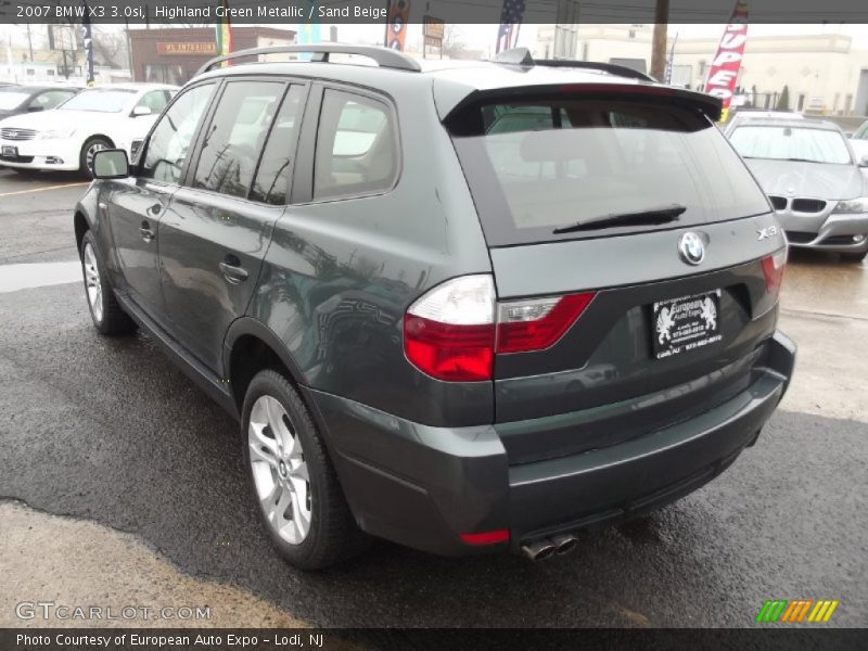 Highland Green Metallic / Sand Beige 2007 BMW X3 3.0si
