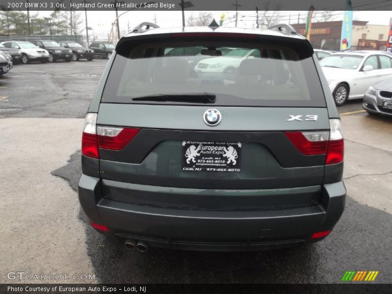 Highland Green Metallic / Sand Beige 2007 BMW X3 3.0si