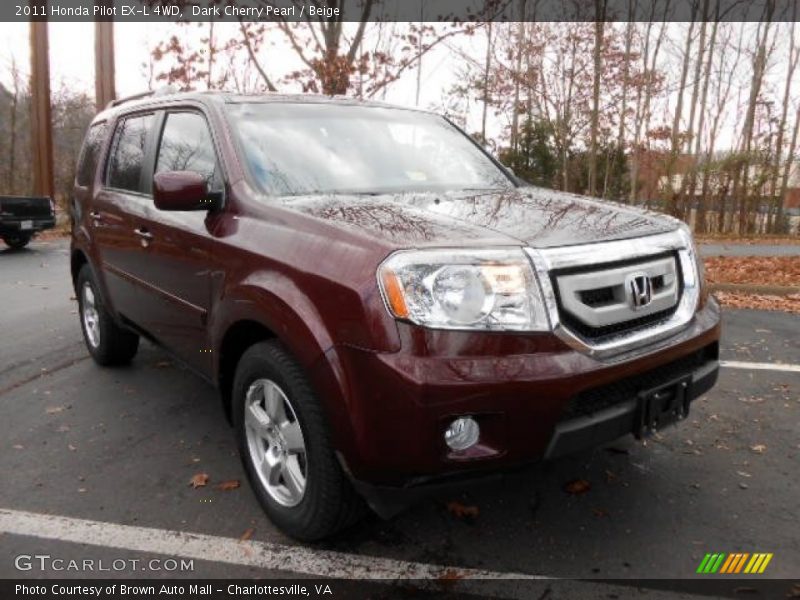 Dark Cherry Pearl / Beige 2011 Honda Pilot EX-L 4WD