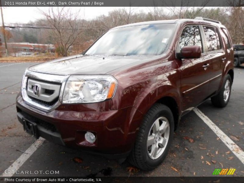 Dark Cherry Pearl / Beige 2011 Honda Pilot EX-L 4WD