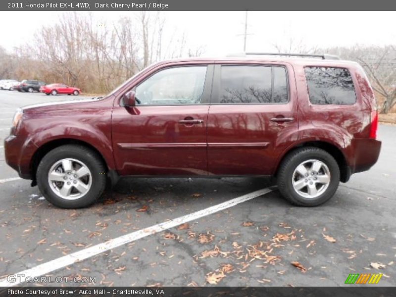 Dark Cherry Pearl / Beige 2011 Honda Pilot EX-L 4WD