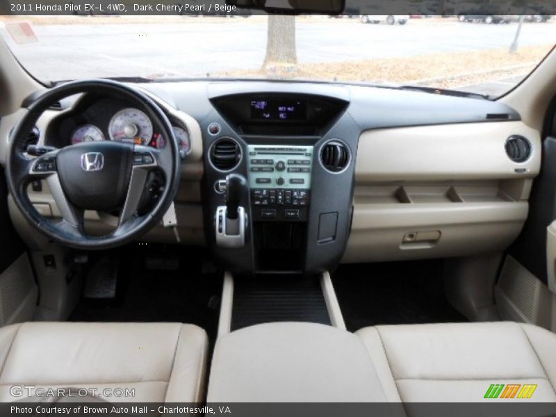 Dark Cherry Pearl / Beige 2011 Honda Pilot EX-L 4WD