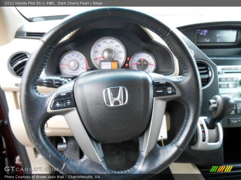Dark Cherry Pearl / Beige 2011 Honda Pilot EX-L 4WD