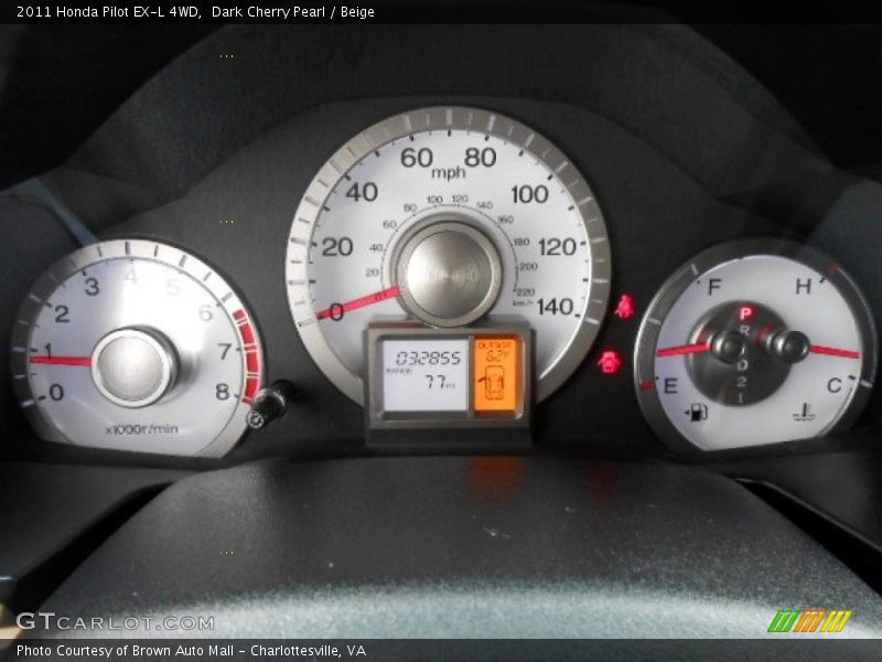 Dark Cherry Pearl / Beige 2011 Honda Pilot EX-L 4WD