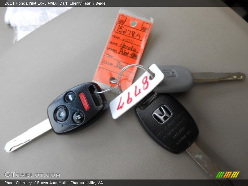 Dark Cherry Pearl / Beige 2011 Honda Pilot EX-L 4WD